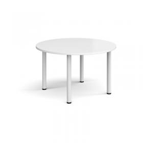 Circular white radial leg meeting table 1200mm - white DRL1200C-WH-WH