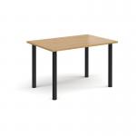 Rectangular black radial leg meeting table 1200mm x 800mm - oak DRL1200-K-O