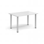 Rectangular silver radial leg meeting table 1200mm x 800mm - white DRL1200-S-WH