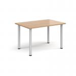 Rectangular white radial leg meeting table 1200mm x 800mm - beech DRL1200-WH-B