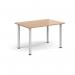 Rectangular white radial leg meeting table 1200mm x 800mm - beech DRL1200-WH-B