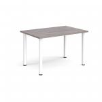 Rectangular white radial leg meeting table 1200mm x 800mm - grey oak DRL1200-WH-GO