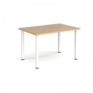Rectangular white radial leg meeting table 1200mm x 800mm - Kendal oak