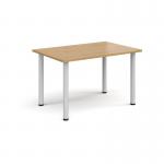 Rectangular white radial leg meeting table 1200mm x 800mm - oak
