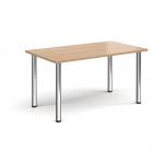 Rectangular chrome radial leg meeting table 1400mm x 800mm - beech DRL1400-C-B