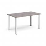 Rectangular chrome radial leg meeting table 1400mm x 800mm - grey oak DRL1400-C-GO