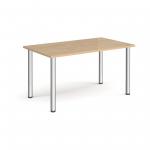 Rectangular chrome radial leg meeting table 1400mm x 800mm - kendal oak DRL1400-C-KO