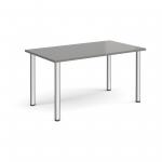 Rectangular chrome radial leg meeting table 1400mm x 800mm - onyx grey DRL1400-C-OG