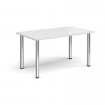 Rectangular chrome radial leg meeting table 1400mm x 800mm - white DRL1400-C-WH