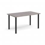 Rectangular black radial leg meeting table 1400mm x 800mm - grey oak DRL1400-K-GO