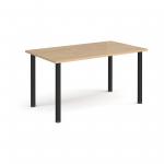Rectangular black radial leg meeting table 1400mm x 800mm - kendal oak DRL1400-K-KO