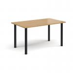 Rectangular black radial leg meeting table 1400mm x 800mm - oak DRL1400-K-O