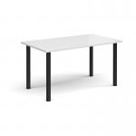 Rectangular black radial leg meeting table 1400mm x 800mm - white DRL1400-K-WH