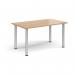 Rectangular silver radial leg meeting table 1400mm x 800mm - beech DRL1400-S-B