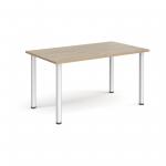 Rectangular silver radial leg meeting table 1400mm x 800mm - barcelona walnut DRL1400-S-BW