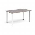 Rectangular silver radial leg meeting table 1400mm x 800mm - grey oak DRL1400-S-GO