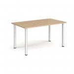 Rectangular silver radial leg meeting table 1400mm x 800mm - kendal oak DRL1400-S-KO