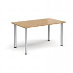 Rectangular silver radial leg meeting table 1400mm x 800mm - oak DRL1400-S-O