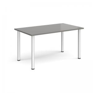 Rectangular silver radial leg meeting table 1400mm x 800mm - onyx grey