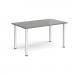 Rectangular silver radial leg meeting table 1400mm x 800mm - onyx grey DRL1400-S-OG