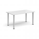 Rectangular silver radial leg meeting table 1400mm x 800mm - white DRL1400-S-WH