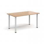 Rectangular white radial leg meeting table 1400mm x 800mm - beech DRL1400-WH-B