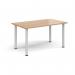 Rectangular white radial leg meeting table 1400mm x 800mm - beech DRL1400-WH-B