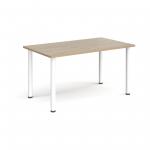 Rectangular white radial leg meeting table 1400mm x 800mm - barcelona walnut DRL1400-WH-BW