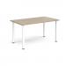 Rectangular white radial leg meeting table 1400mm x 800mm - barcelona walnut DRL1400-WH-BW
