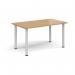 Rectangular white radial leg meeting table 1400mm x 800mm - oak DRL1400-WH-O