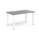 Rectangular white radial leg meeting table 1400mm x 800mm - onyx grey DRL1400-WH-OG