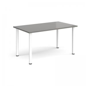 Rectangular white radial leg meeting table 1400mm x 800mm - onyx grey