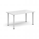 Rectangular white radial leg meeting table 1400mm x 800mm - white DRL1400-WH-WH