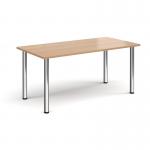 Rectangular chrome radial leg meeting table 1600mm x 800mm - beech DRL1600-C-B