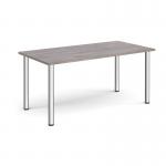 Rectangular chrome radial leg meeting table 1600mm x 800mm - grey oak DRL1600-C-GO