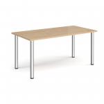 Rectangular chrome radial leg meeting table 1600mm x 800mm - kendal oak DRL1600-C-KO