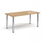 Rectangular chrome radial leg meeting table 1600mm x 800mm - oak DRL1600-C-O