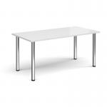 Rectangular chrome radial leg meeting table 1600mm x 800mm - white DRL1600-C-WH
