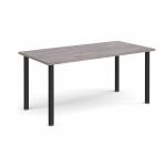 Rectangular black radial leg meeting table 1600mm x 800mm - grey oak DRL1600-K-GO