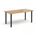 Rectangular black radial leg meeting table 1600mm x 800mm - oak DRL1600-K-O