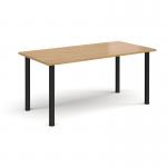 Rectangular black radial leg meeting table 1600mm x 800mm - oak