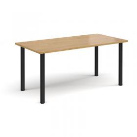 Rectangular black radial leg meeting table 1600mm x 800mm - oak DRL1600-K-O