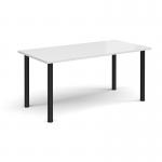 Rectangular black radial leg meeting table 1600mm x 800mm - white DRL1600-K-WH