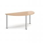 Semi circular chrome radial leg meeting table 1600mm x 800mm - beech DRL1600S-C-B
