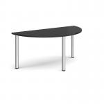 Semi circular chrome radial leg meeting table 1600mm x 800mm - Black DRL1600S-C-BK
