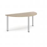 Semi circular chrome radial leg meeting table 1600mm x 800mm - Barcelona walnut DRL1600S-C-BW