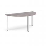 Semi circular chrome radial leg meeting table 1600mm x 800mm - grey oak DRL1600S-C-GO