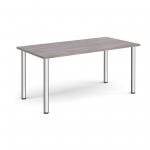Semi circular chrome radial leg meeting table 1600mm x 800mm - grey oak DRL1600S-C-GO