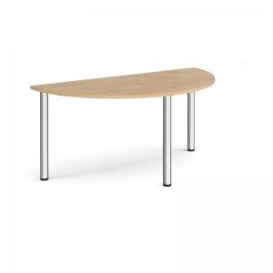Semi circular chrome radial leg meeting table 1600mm x 800mm - Kendal