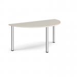 Semi circular chrome radial leg meeting table 1600mm x 800mm - Light Grey DRL1600S-C-LG
